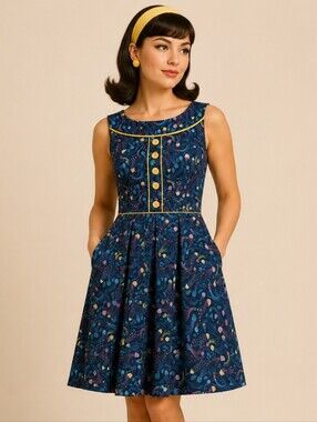 Retrolicious Jellyfish Elizabeth Modcloth Novelty Mod Cotton Mini Dress Size XS